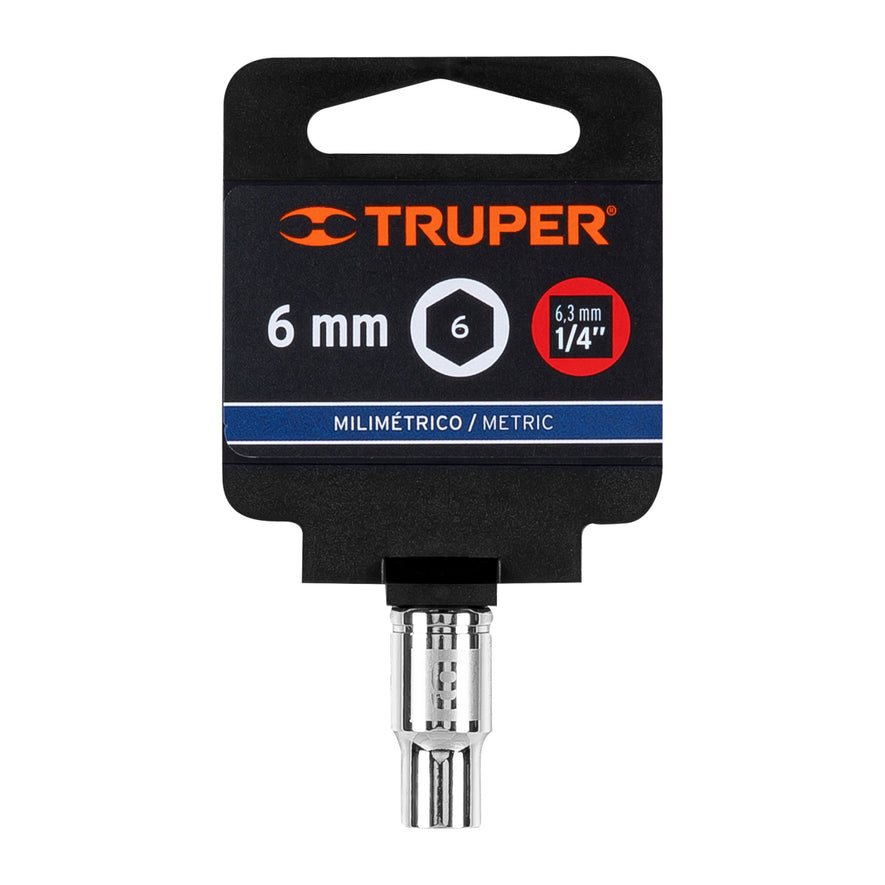 Dado de 6 mm, 6 puntas, cuadro 1/4', Truper Caja con 6, 13168