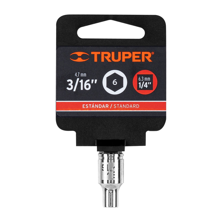 Dado de 3/16', 6 puntas, cuadro 1/4', Truper Caja con 6, 13154