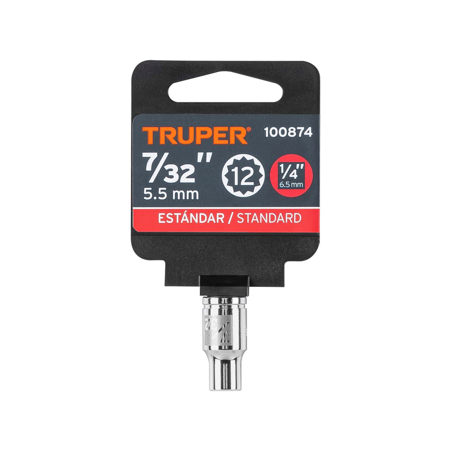 Dado de 7/32', 12 puntas, cuadro 1/4', Truper Caja con 6, 100874