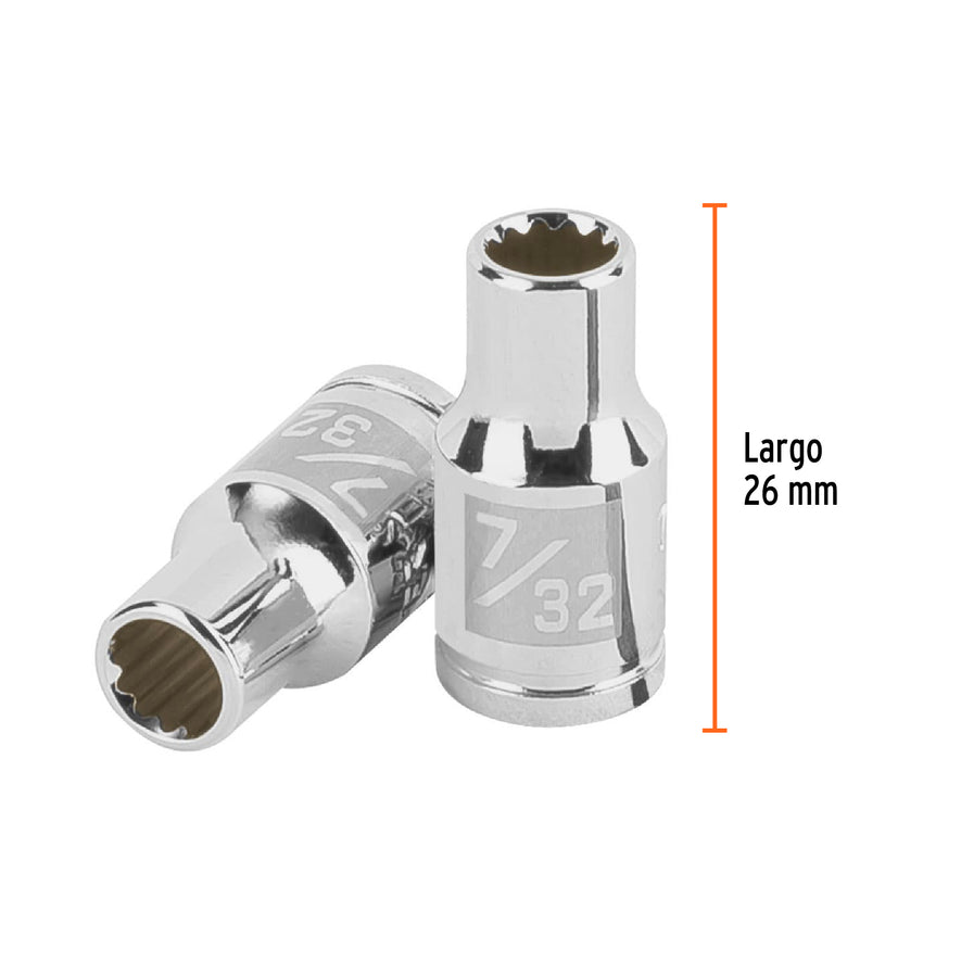 Dado de 7/32', 12 puntas, cuadro 1/4', Truper Caja con 6, 100874