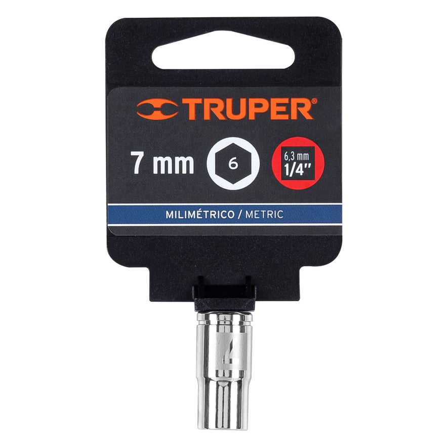 Dado de 7 mm, 6 puntas, cuadro 1/4', Truper Caja con 6, 13169