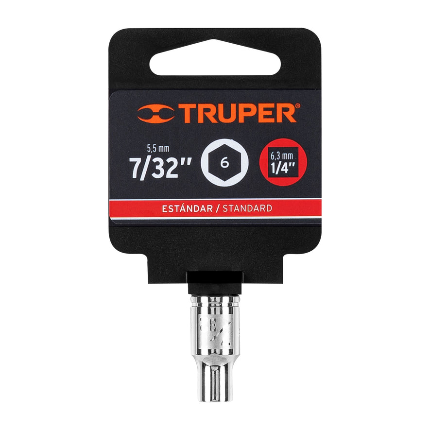 Dado de 7/32', 6 puntas, cuadro 1/4', Truper Caja con 6, 13155