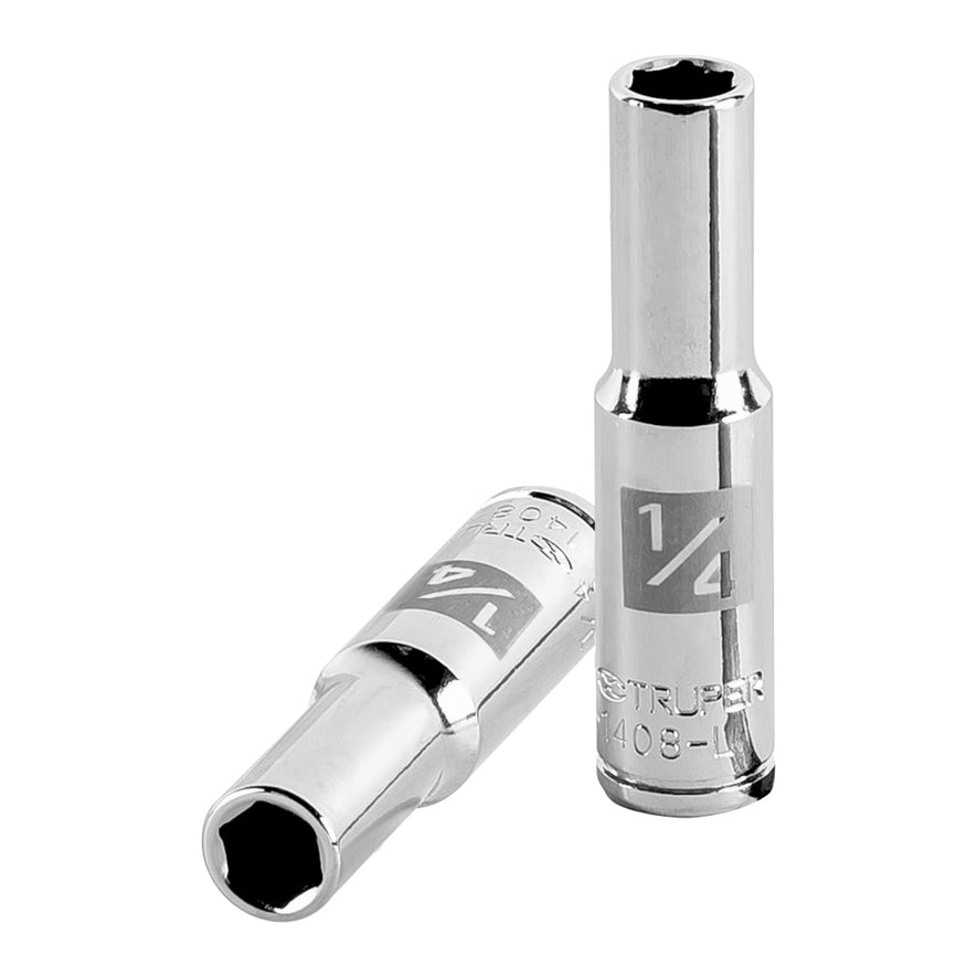 Dado largo de 1/4', 6 puntas, cuadro 1/4', Truper Caja con 6, 13182