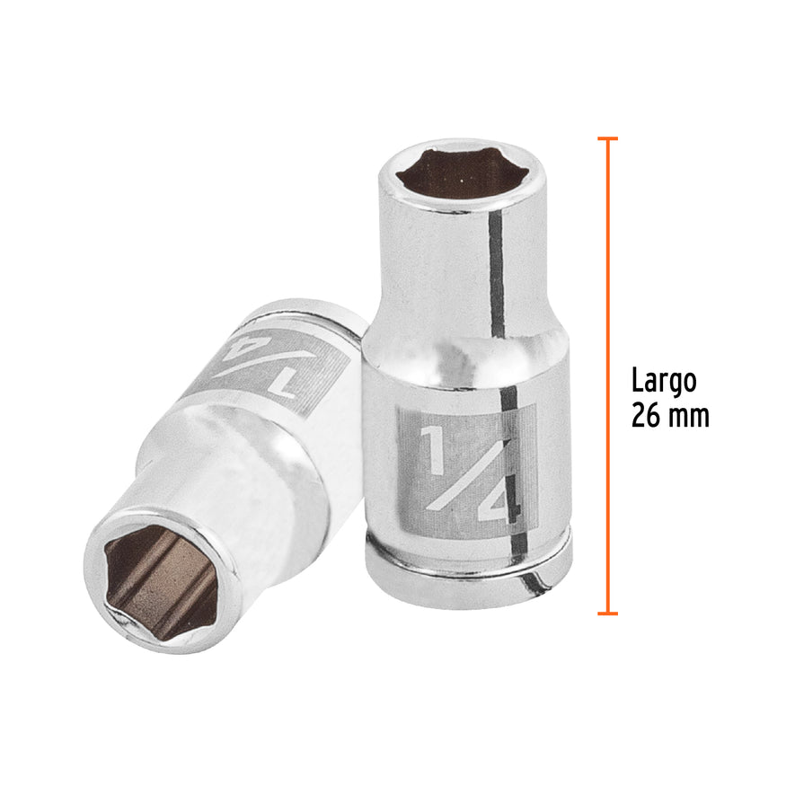 Dado de 1/4', 6 puntas, cuadro 1/4', Truper Caja con 6, 13156