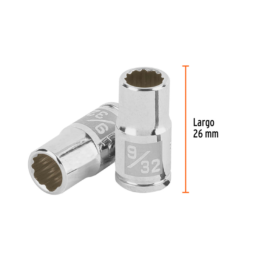 Dado de 9/32', 12 puntas, cuadro 1/4', Truper Caja con 6, 100876