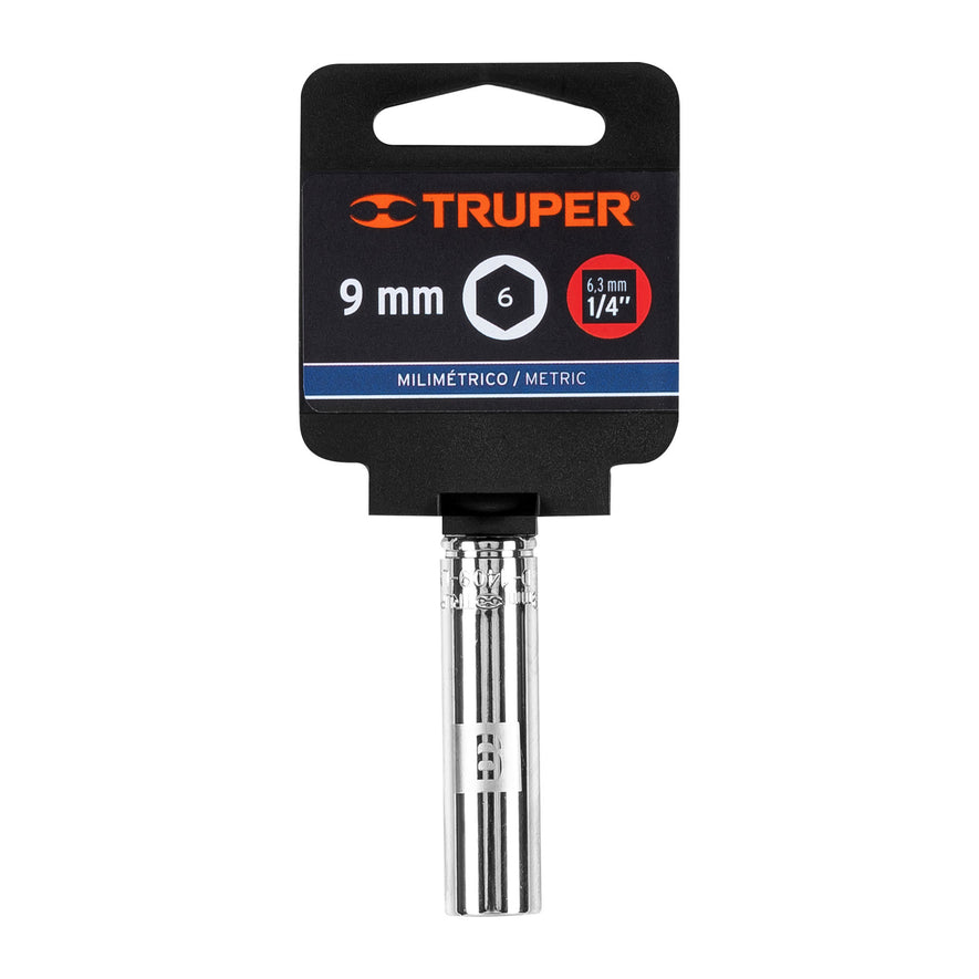 Dado largo de 9 mm, 6 puntas, cuadro 1/4', Truper Caja con 6, 13203