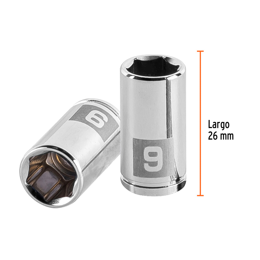 Dado de 9 mm, 6 puntas, cuadro 1/4', Truper Caja con 6, 13171