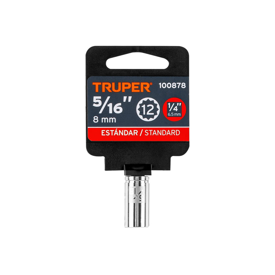 Dado de 5/16', 12 puntas, cuadro 1/4', Truper Caja con 6, 100878