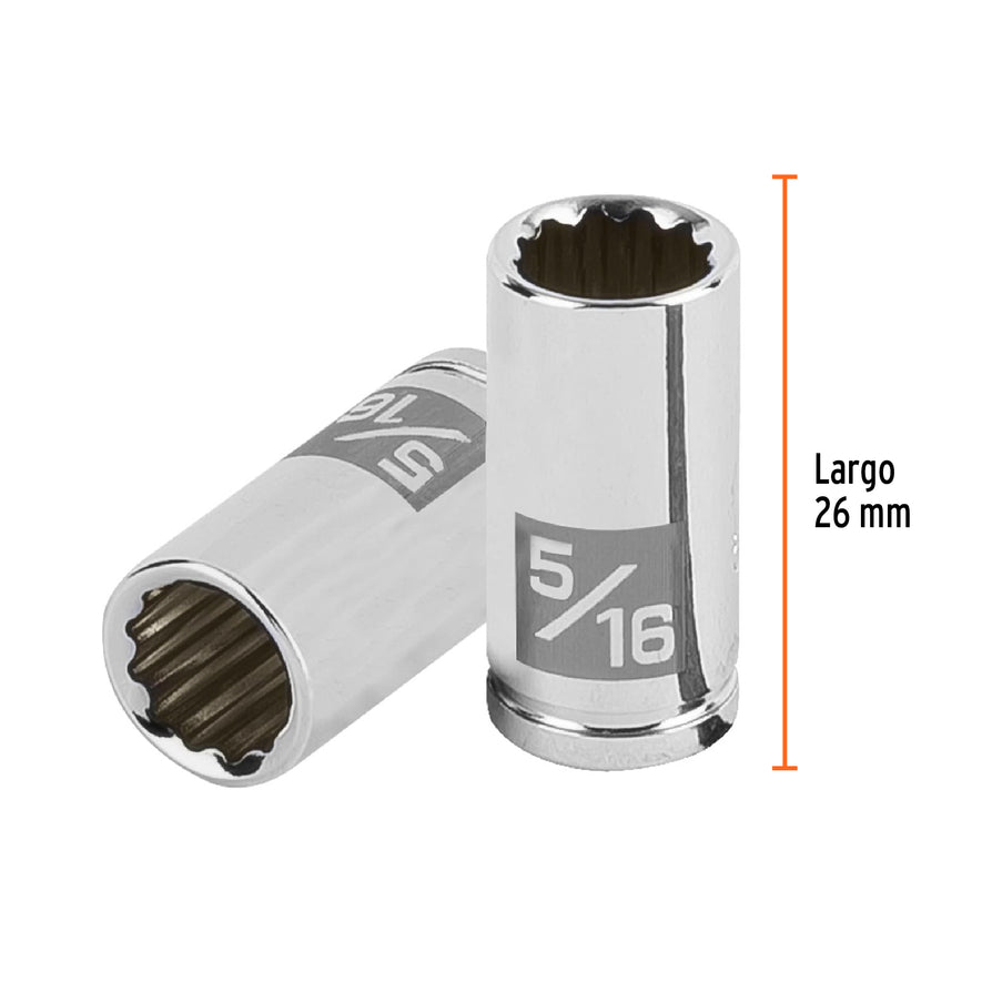 Dado de 5/16', 12 puntas, cuadro 1/4', Truper Caja con 6, 100878