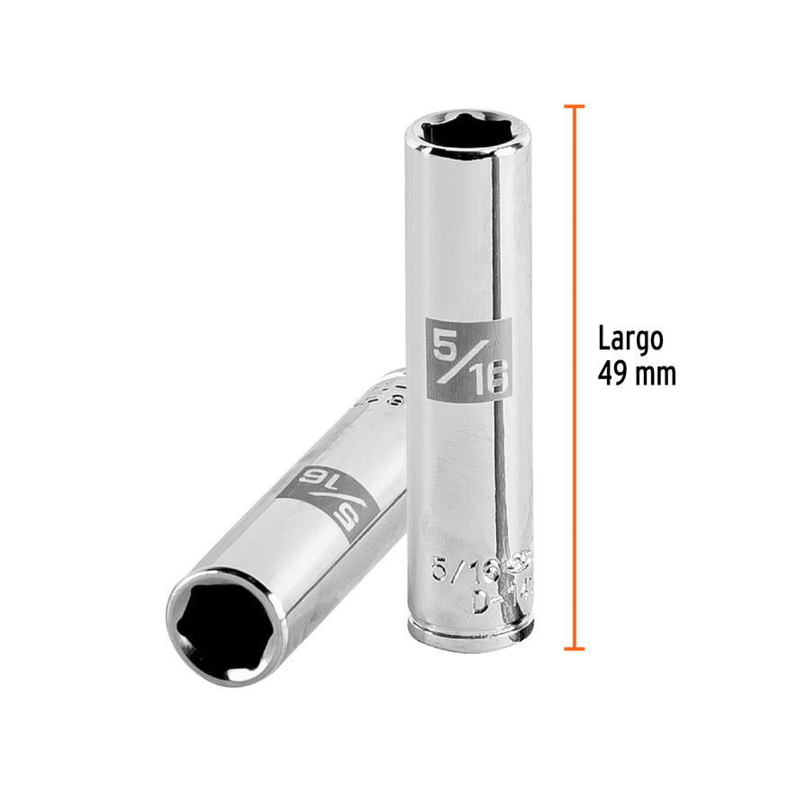 Dado largo de 5/16', 6 puntas, cuadro 1/4', Truper Caja con 6, 13184