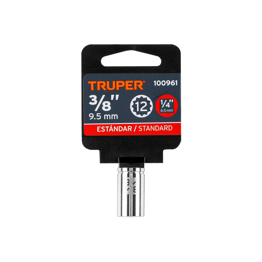 Dado de 3/8', 12 puntas, cuadro 1/4', Truper Caja con 6, 100961