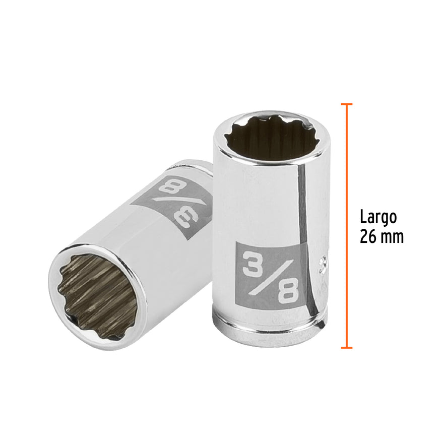 Dado de 3/8', 12 puntas, cuadro 1/4', Truper Caja con 6, 100961