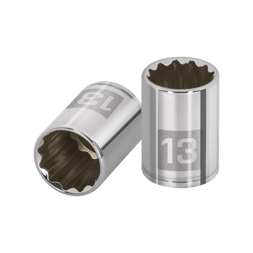 Dado de 13 mm, 12 puntas, cuadro 1/4', Truper Caja con 6, 100987