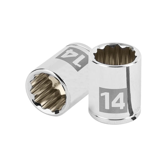 Dado de 14 mm, 12 puntas, cuadro 1/4', Truper Caja con 6, 100953