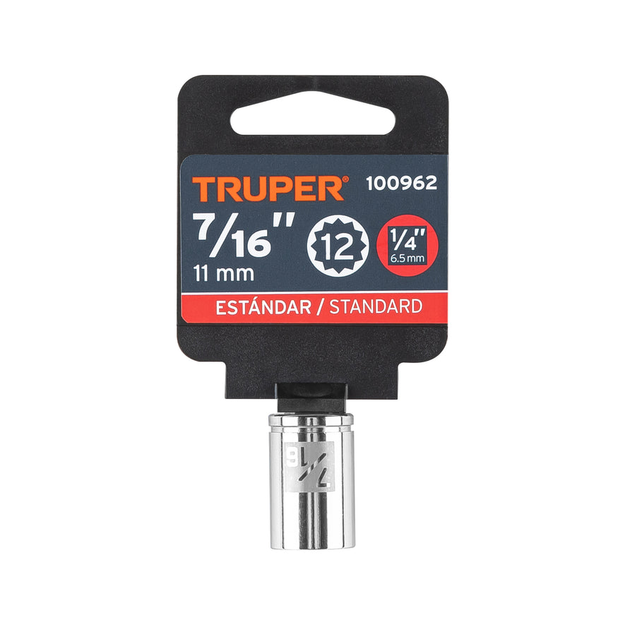 Dado de 7/16', 12 puntas, cuadro 1/4', Truper Caja con 6, 100962