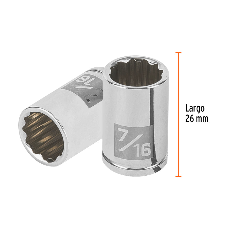 Dado de 7/16', 12 puntas, cuadro 1/4', Truper Caja con 6, 100962