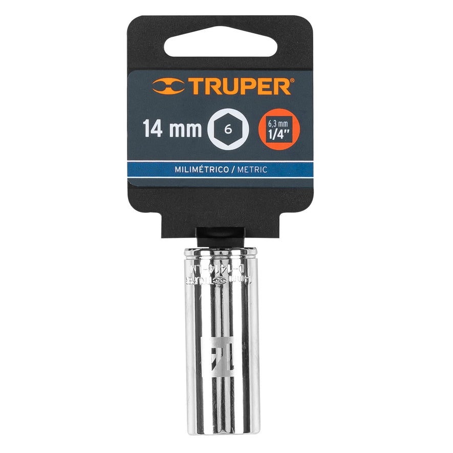 Dado de 14 mm, 6 puntas, cuadro 1/4', Truper Caja con 6, 100967