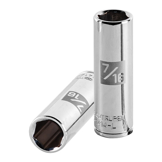 Dado largo de 7/16', 6 puntas, cuadro 1/4', Truper Caja con 6, 13187