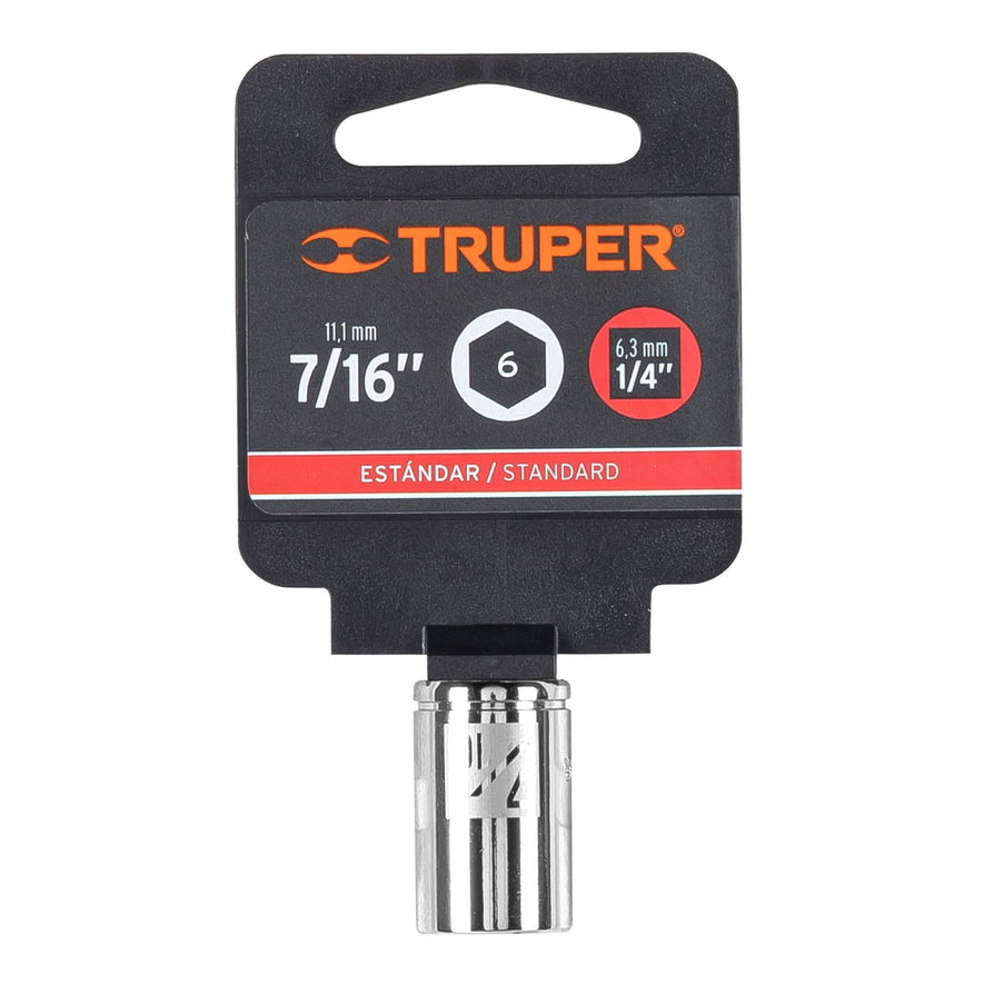 Dado de 7/16', 6 puntas, cuadro 1/4', Truper Caja con 6, 13161