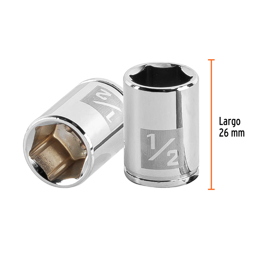 Dado de 1/2', 6 puntas, cuadro 1/4', Truper Caja con 6, 13162