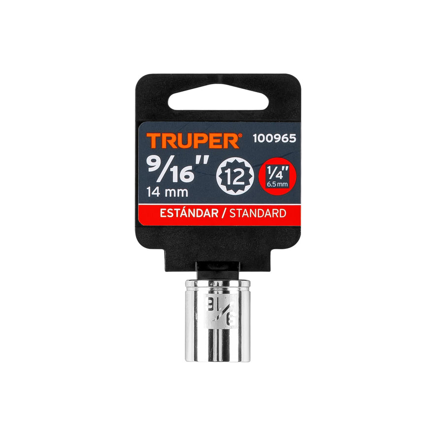 Dado de 9/16', 12 puntas, cuadro 1/4', Truper Caja con 6, 100965