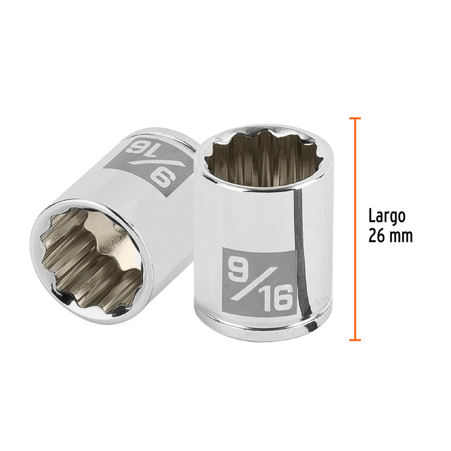 Dado de 9/16', 12 puntas, cuadro 1/4', Truper Caja con 6, 100965