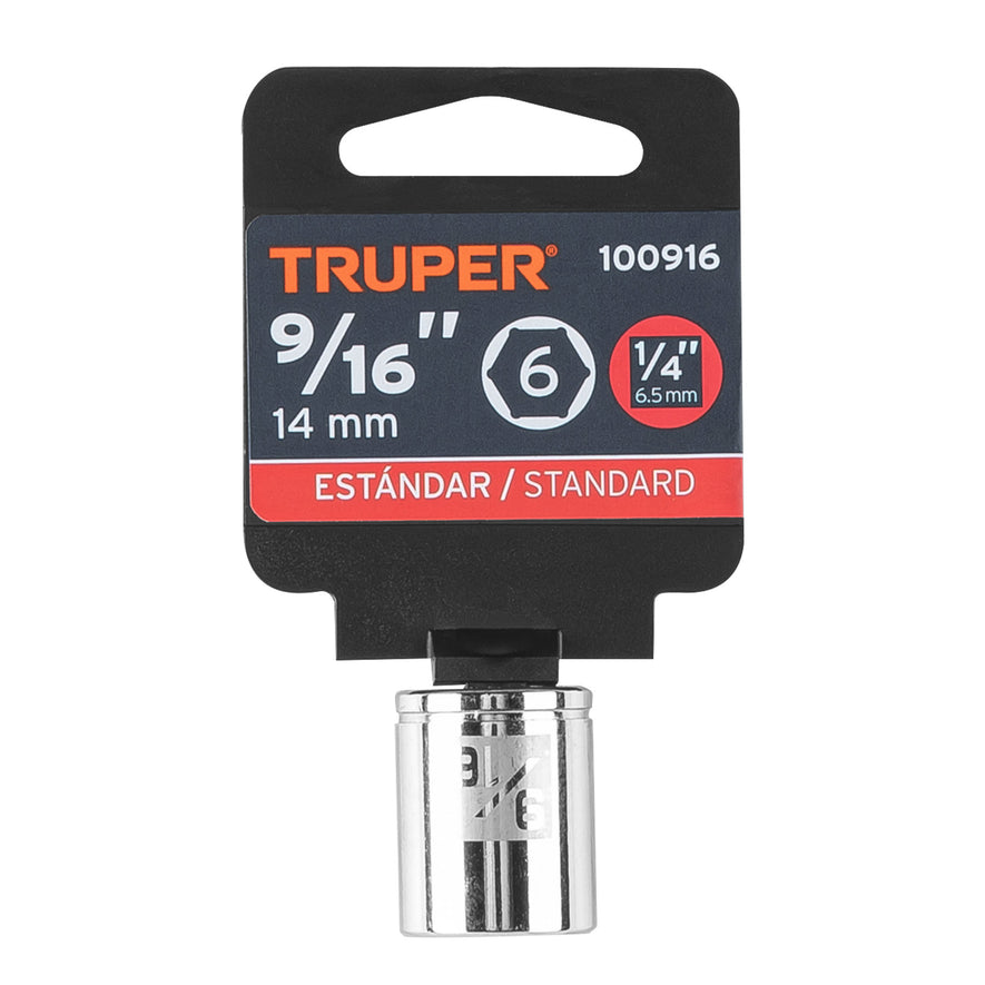 Dado de 9/16', 6 puntas, cuadro 1/4', Truper Caja con 6, 100916