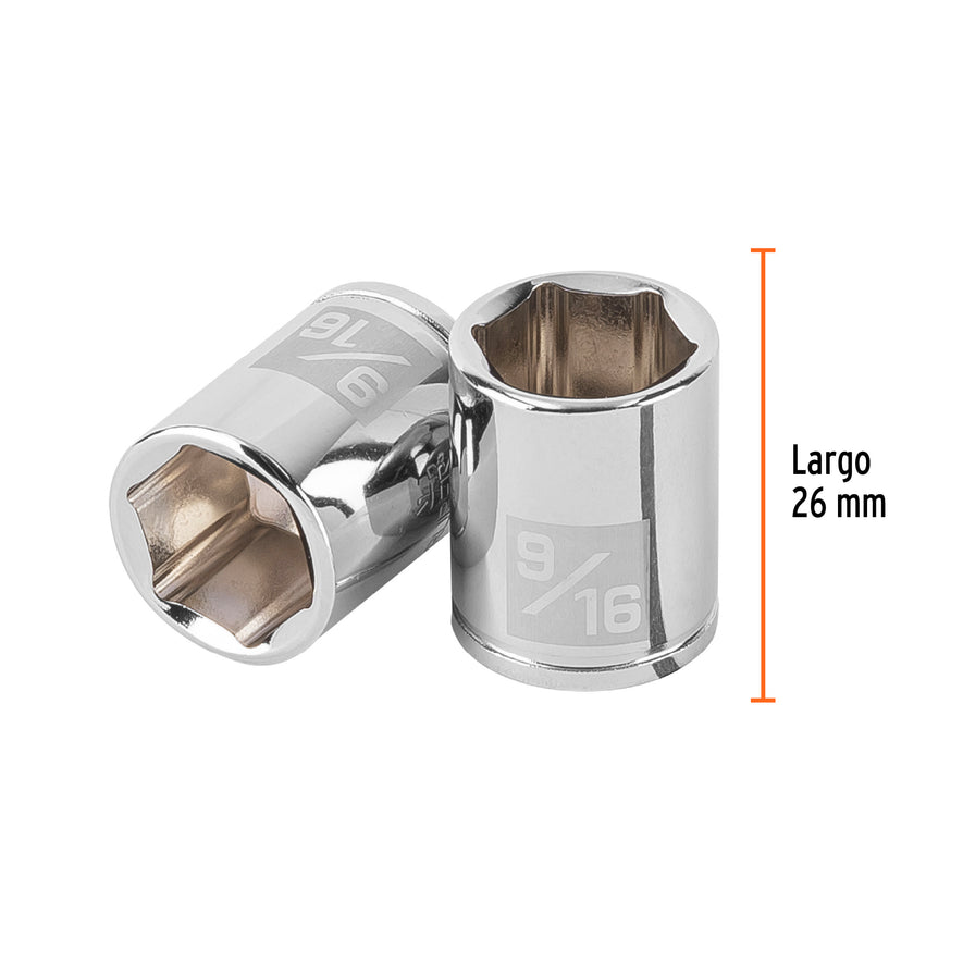 Dado de 9/16', 6 puntas, cuadro 1/4', Truper Caja con 6, 100916