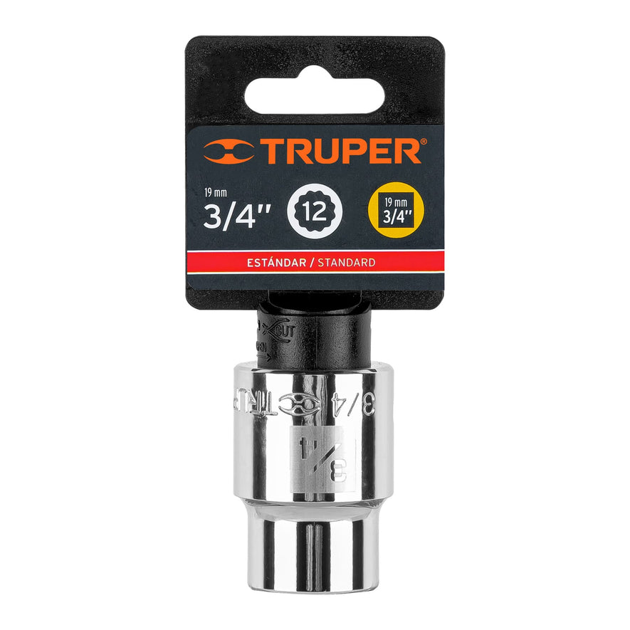 Dado de 3/4', 12 puntas, cuadro 3/4', Truper Caja con 3, 13850