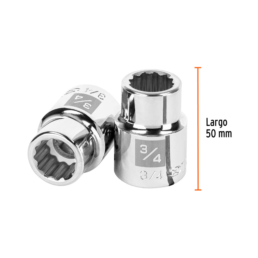 Dado de 3/4', 12 puntas, cuadro 3/4', Truper Caja con 3, 13850