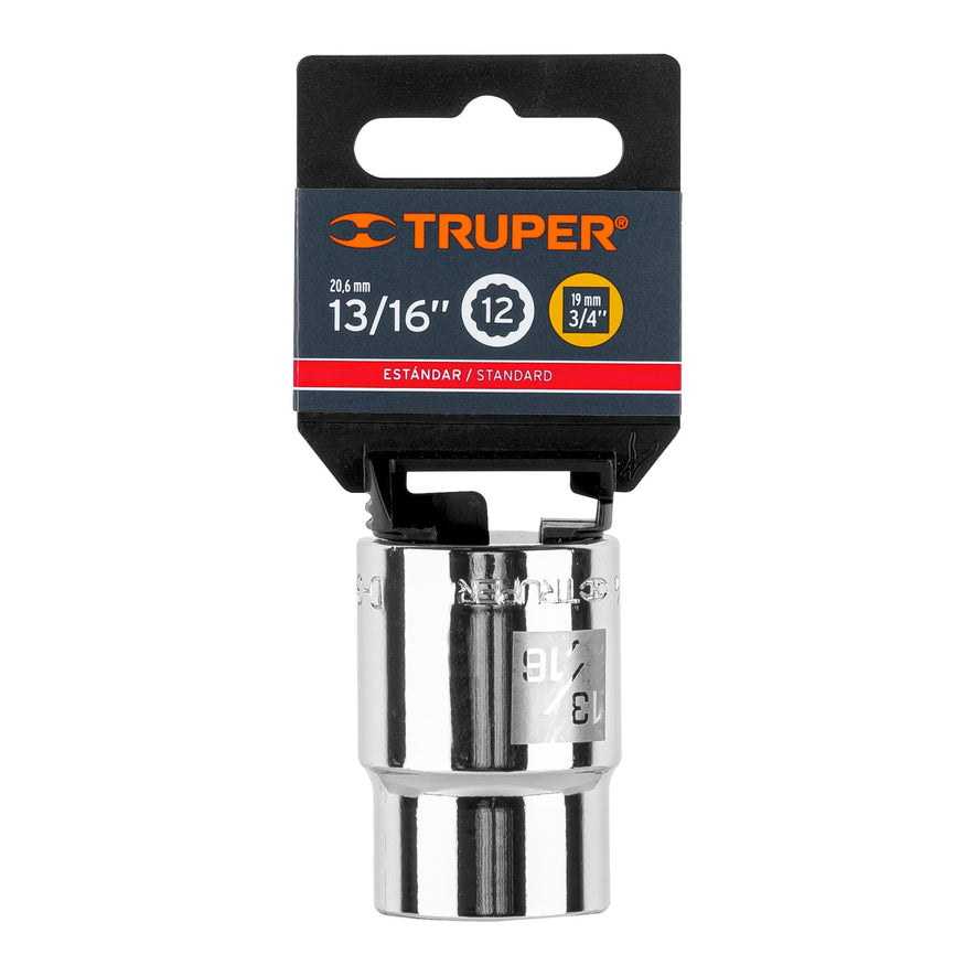 Dado de 13/16', 12 puntas, cuadro 3/4', Truper Caja con 3, 13851