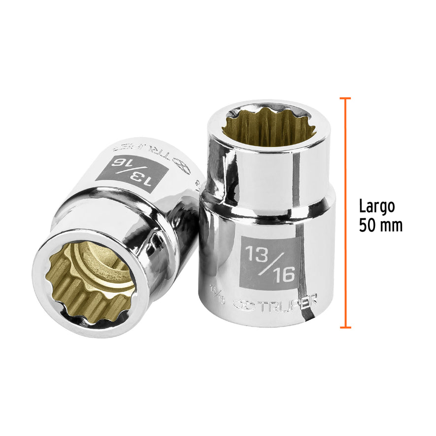 Dado de 13/16', 12 puntas, cuadro 3/4', Truper Caja con 3, 13851