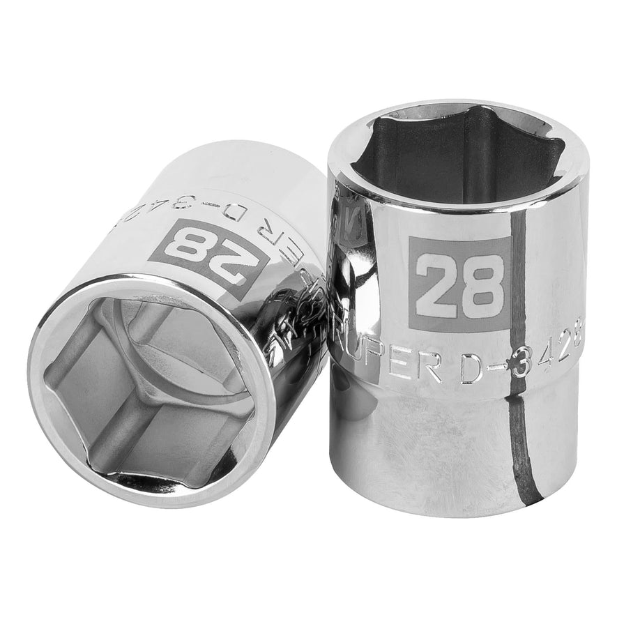 Dado de 28 mm, 6 puntas, cuadro 3/4', Truper Caja con 3, 14977