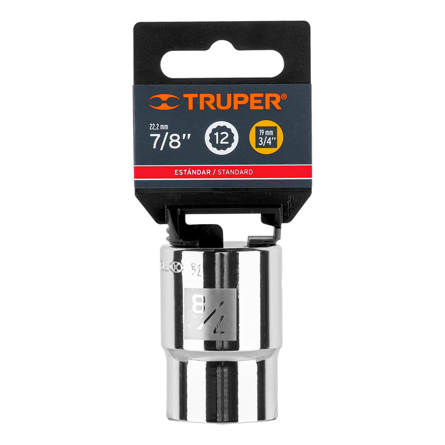 Dado de 7/8', 12 puntas, cuadro 3/4', Truper Caja con 3, 13852