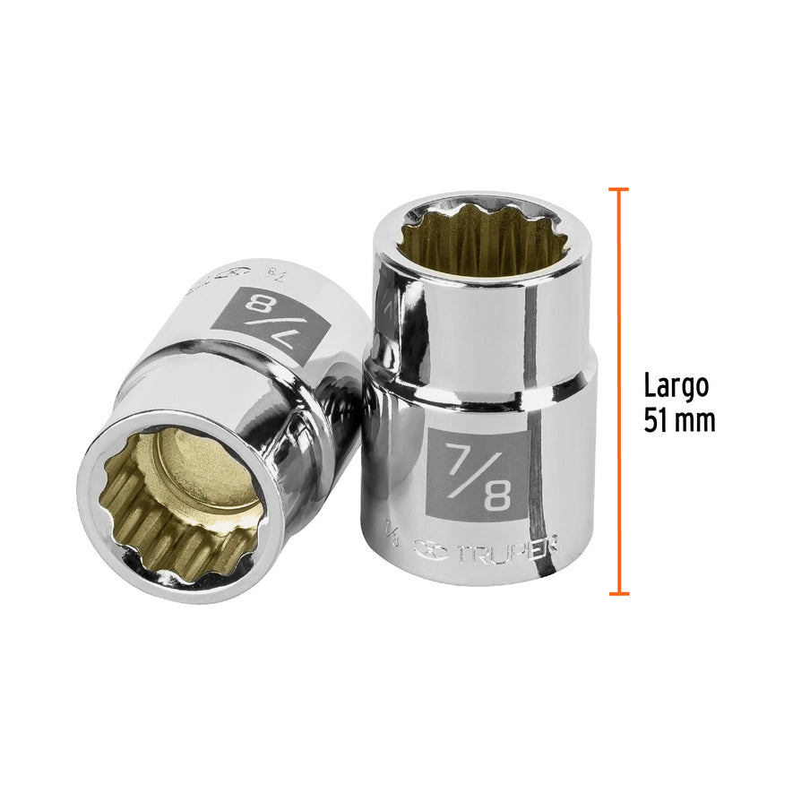 Dado de 7/8', 12 puntas, cuadro 3/4', Truper Caja con 3, 13852