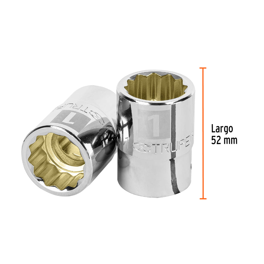 Dado de 1', 12 puntas, cuadro 3/4', Truper Caja con 3, 13854