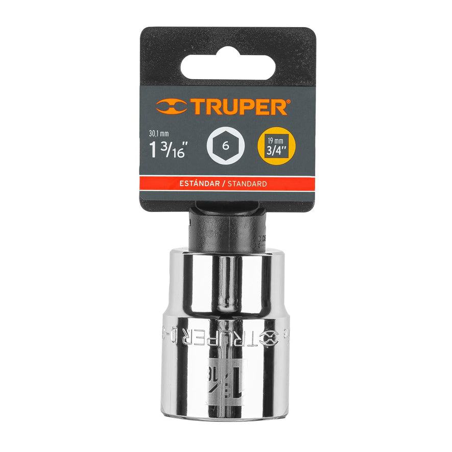 Dado de 1-3/16', 6 puntas, cuadro 3/4', Truper Caja con 3, 13827