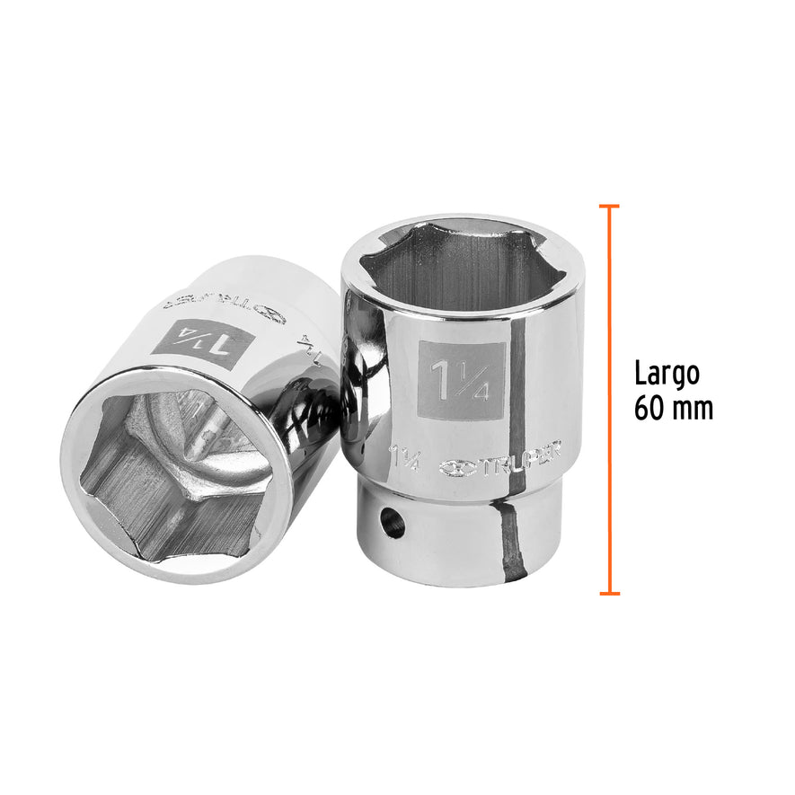 Dado de 1-1/4', 6 puntas, cuadro 3/4', Truper Caja con 3, 13828