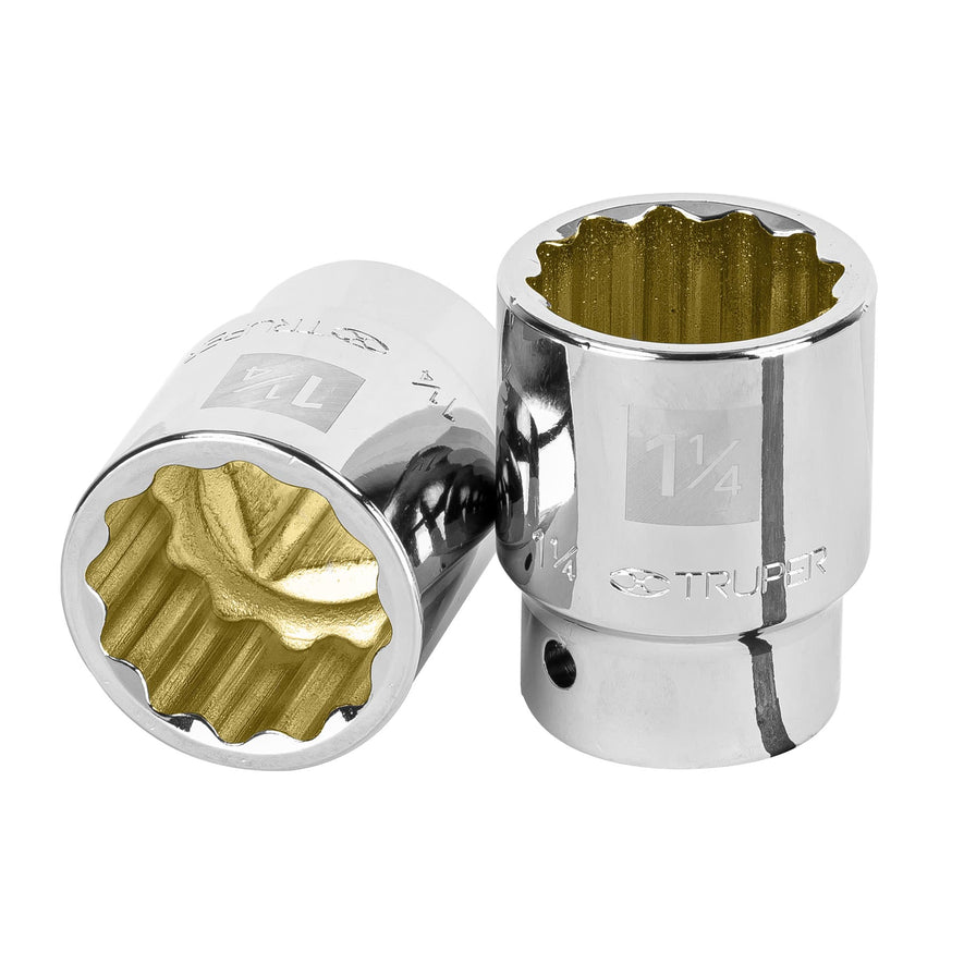 Dado de 1-1/4', 12 puntas, cuadro 3/4', Truper Caja con 3, 13858