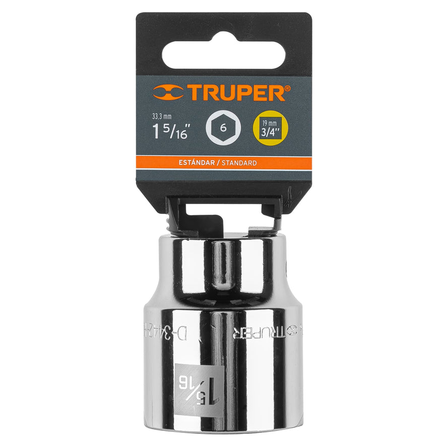 Dado de 1-5/16', 6 puntas, cuadro 3/4', Truper Caja con 3, 13829