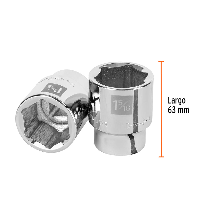Dado de 1-5/16', 6 puntas, cuadro 3/4', Truper Caja con 3, 13829
