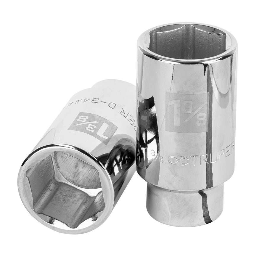 Dado largo de 1 3/8', 6 puntas, cuadro 3/4', Truper Caja con 3, 19346