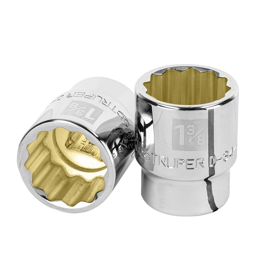 Dado de 1-3/8', 12 puntas, cuadro 3/4', Truper Caja con 3, 13860