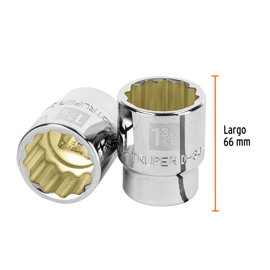 Dado de 1-3/8', 12 puntas, cuadro 3/4', Truper Caja con 3, 13860