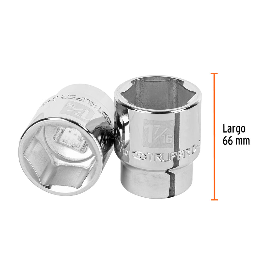 Dado de 1-7/16', 6 puntas, cuadro 3/4', Truper Caja con 3, 13831