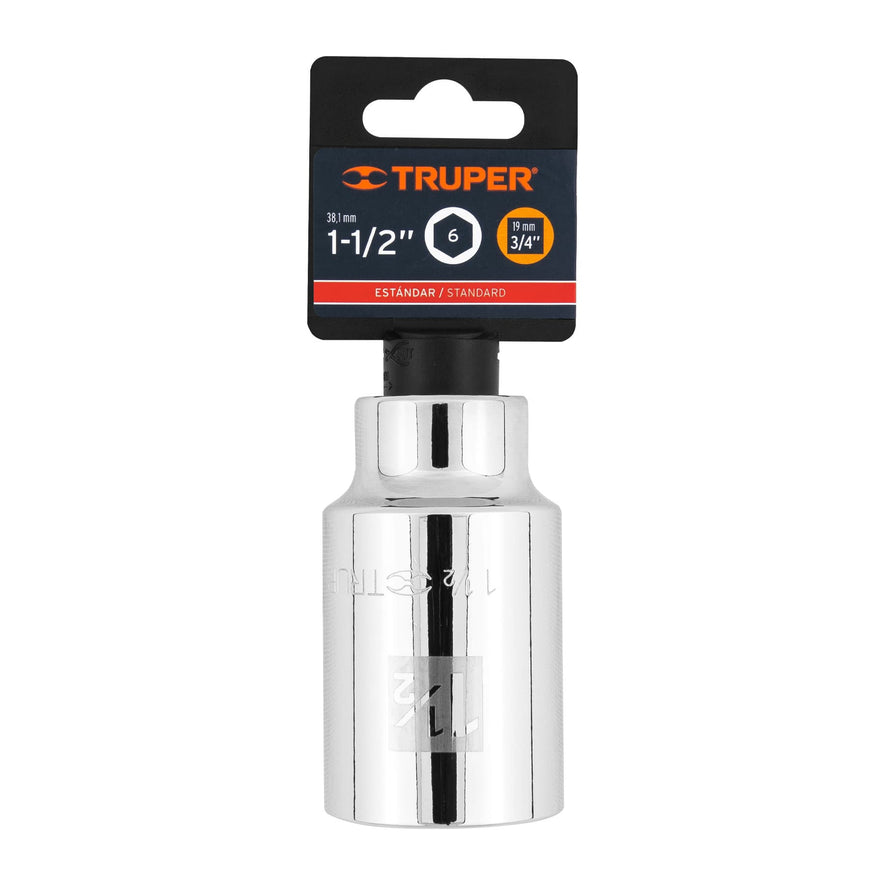 Dado largo de 1-1/2', 6 puntas, cuadro 3/4', Truper Caja con 3, 19347