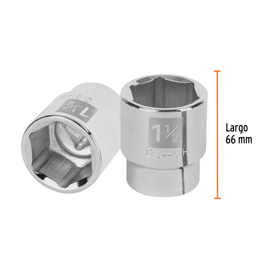 Dado de 1-1/2', 6 puntas, cuadro 3/4', Truper Caja con 3, 13832