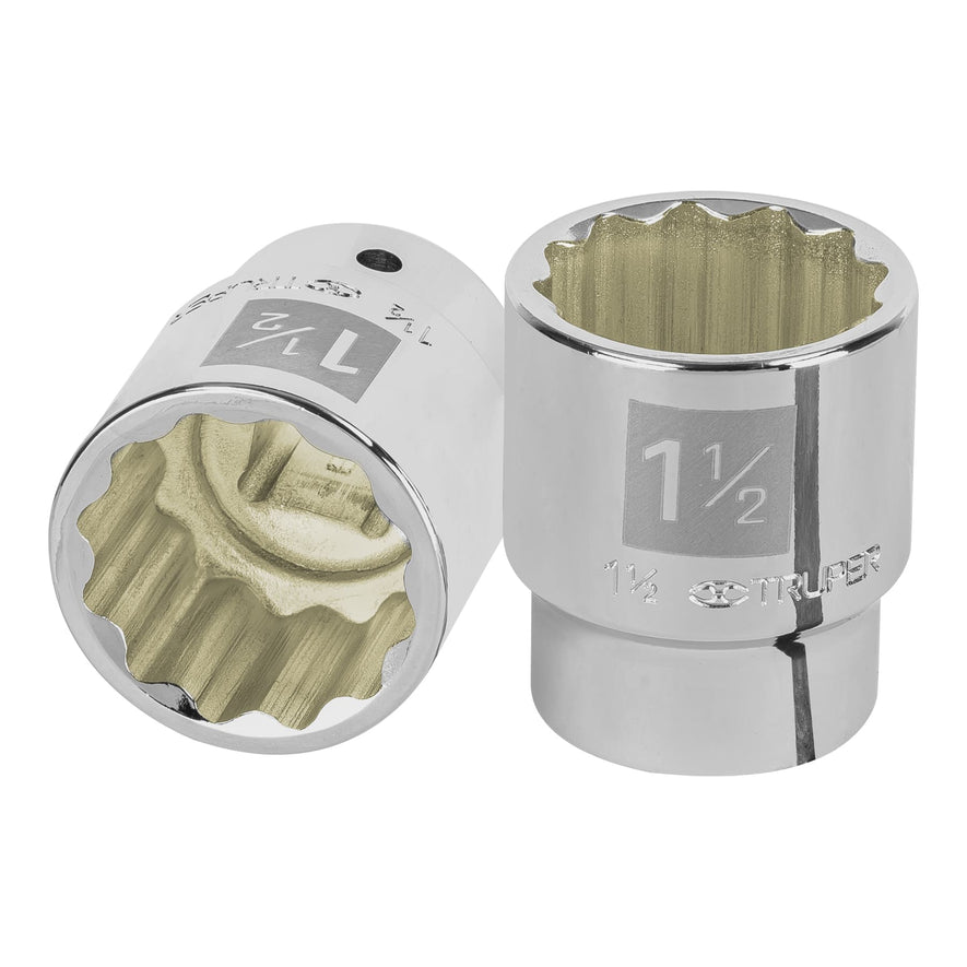 Dado de 1-1/2', 12 puntas, cuadro 3/4', Truper Caja con 3, 13862