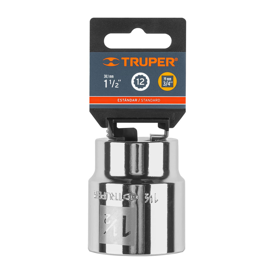 Dado de 1-1/2', 12 puntas, cuadro 3/4', Truper Caja con 3, 13862