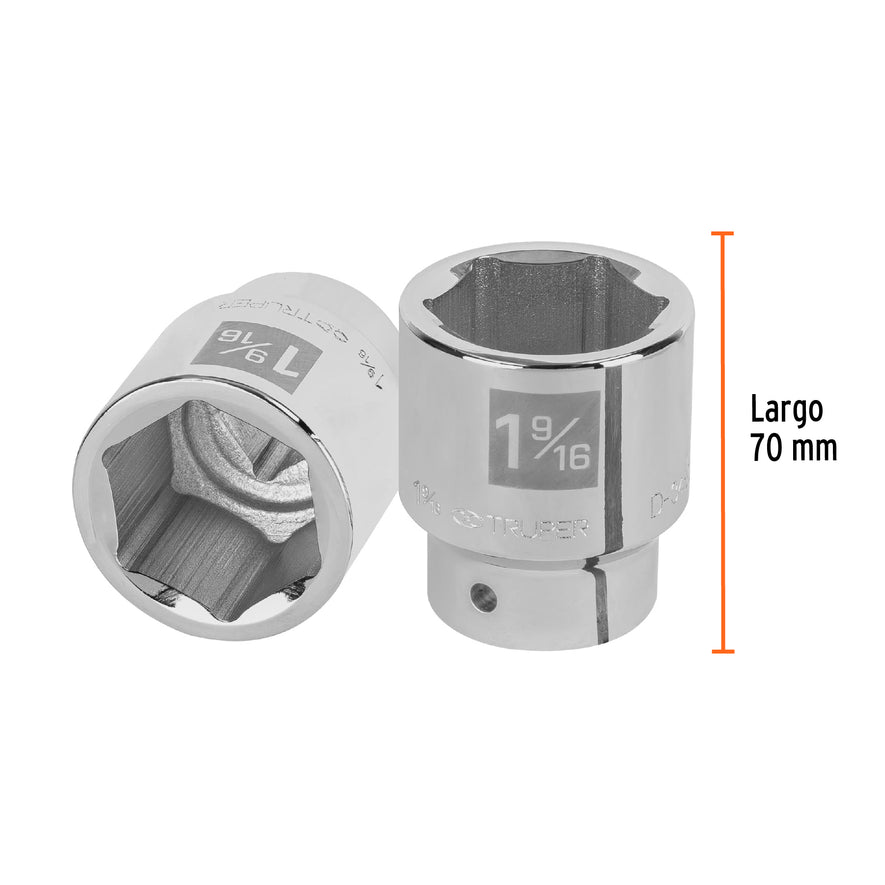 Dado de 1-9/16', 6 puntas, cuadro 3/4', Truper Caja con 3, 13833